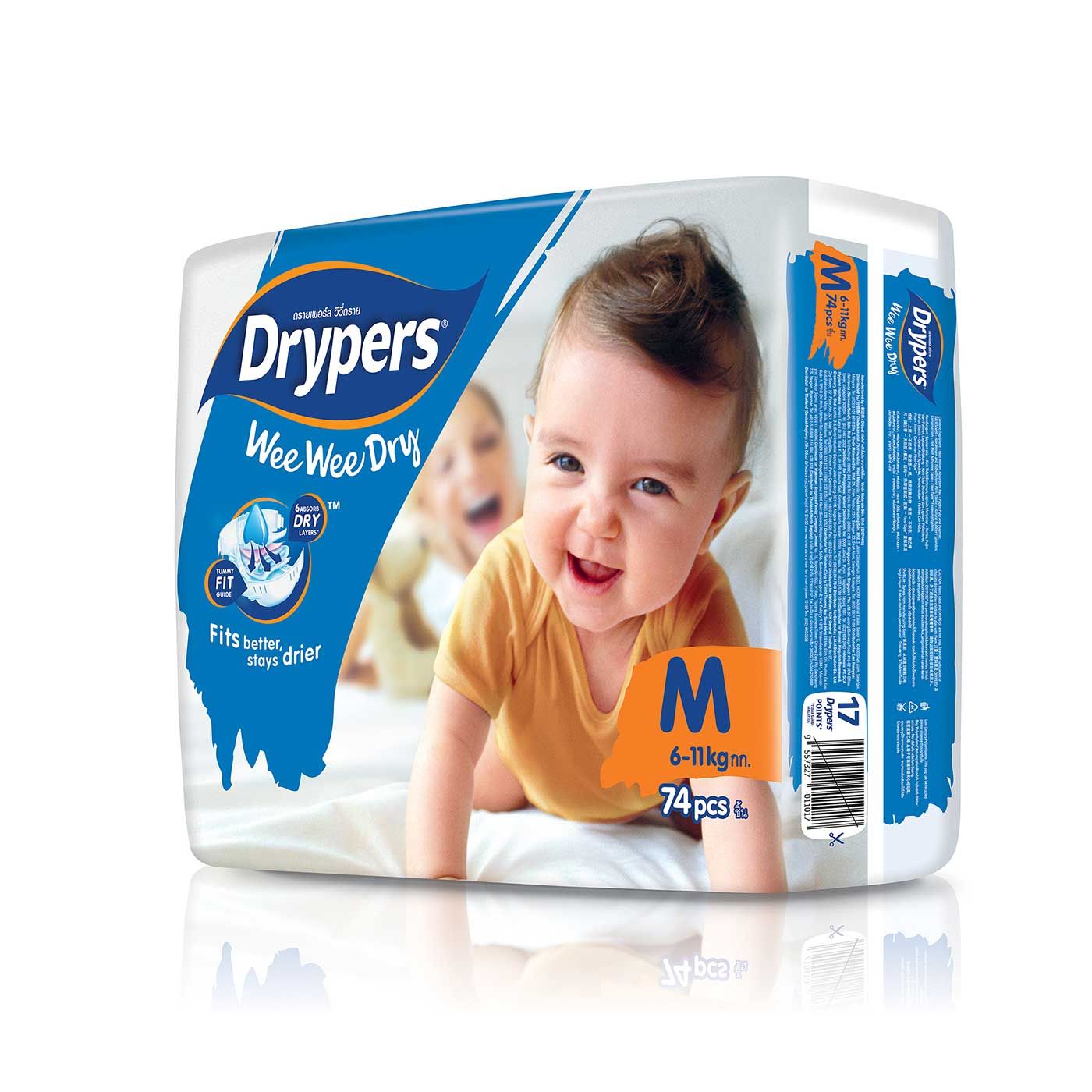 Drypers Wee Wee Dry - M 74s - 2