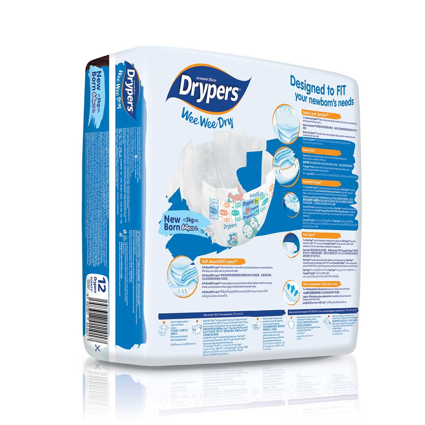Drypers Wee Wee Dry - NB 64s - 4