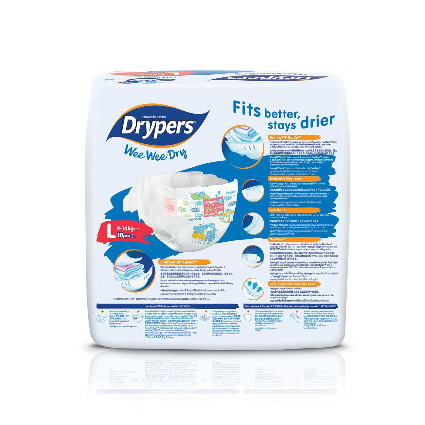 Drypers Wee Wee Dry - L 18s - 2