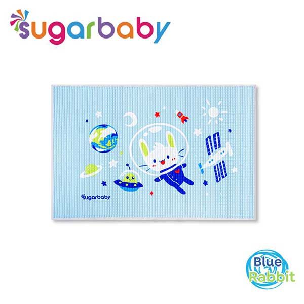 Sugar Baby Organic Healthy - Premium Air Filled Rubber Cot Sheet - Blue Rabbit - 2