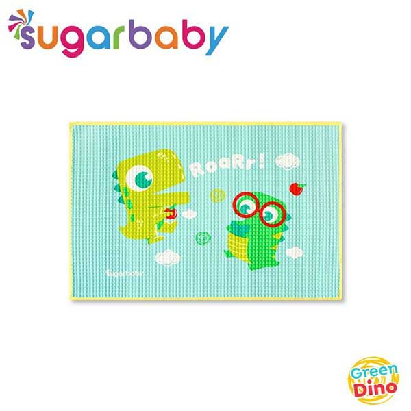 Sugar Baby Organic Healthy - Premium Air Filled Rubber Cot Sheet - Green Dino - 2