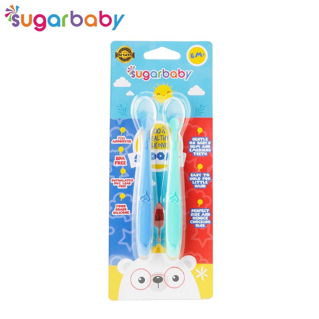 Sugar Baby 100% Healthy Silicone Spoon - Blue Green - 2