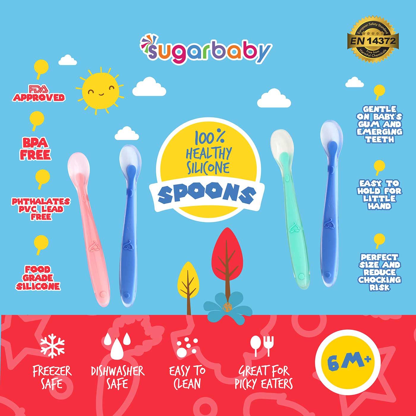 Sugar Baby 100% Healthy Silicone Spoon - Blue Green - 3