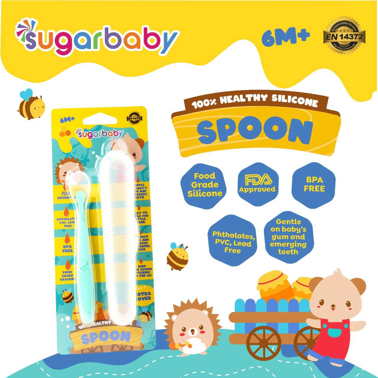 Sugar Baby 100% Healthy Silicone Spoon - Green - 1