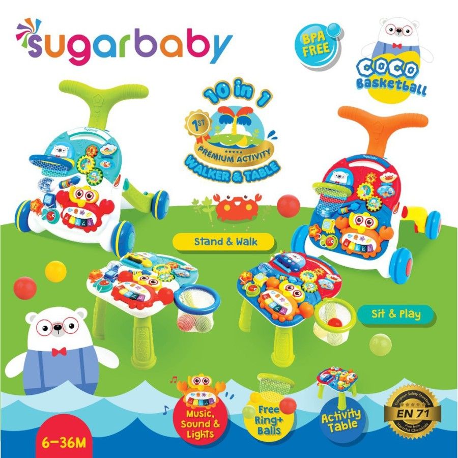 Sugar Baby 10 in 1 Premium Activity Walker & Table - Coco Green - 3