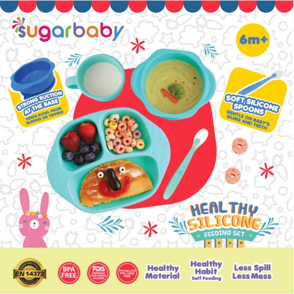 Sugar Baby Healthy Silicone Feeding Set (4pcs) - Green - 1