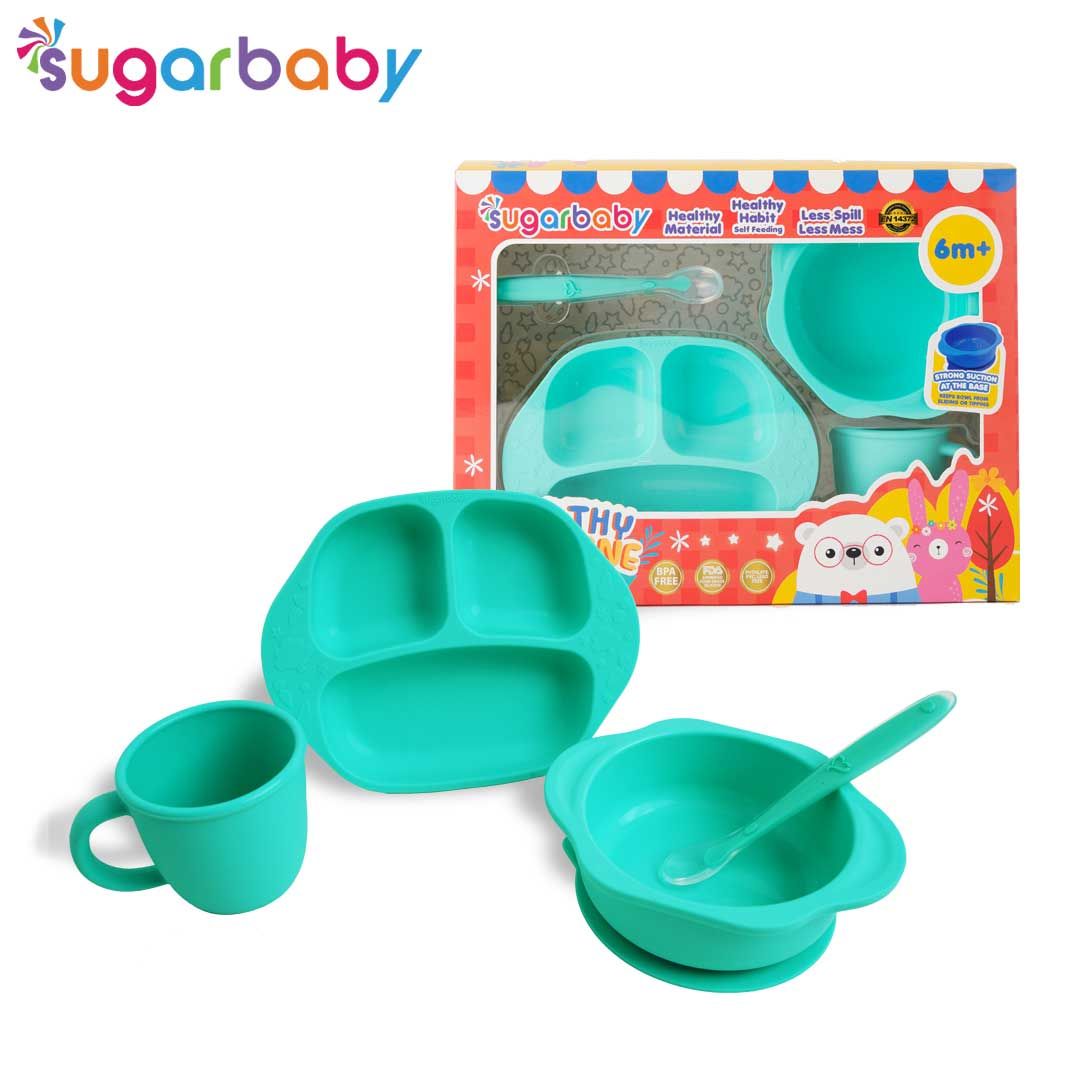 Sugar Baby Healthy Silicone Feeding Set (4pcs) - Green - 2