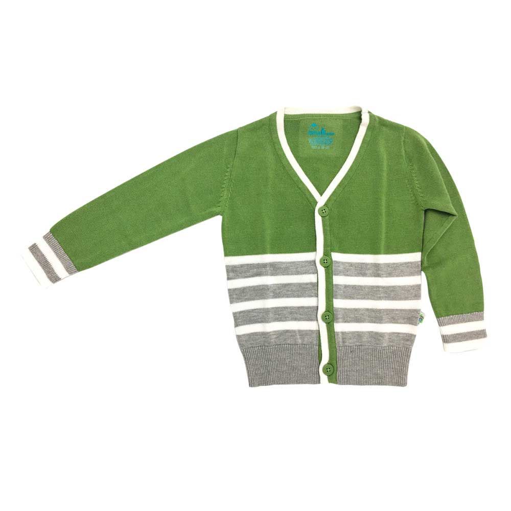 Little Bubba V-Neck Cardigan Stripe Jade Green 6-12 Month - LBVN-JAD1 - 1