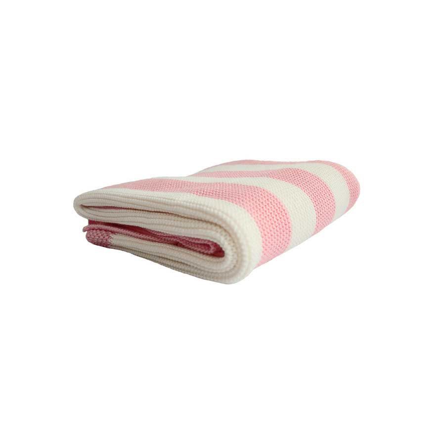 Little Bubba Knit Blanket Stripe - Flamingo - LBS-FLA - 1