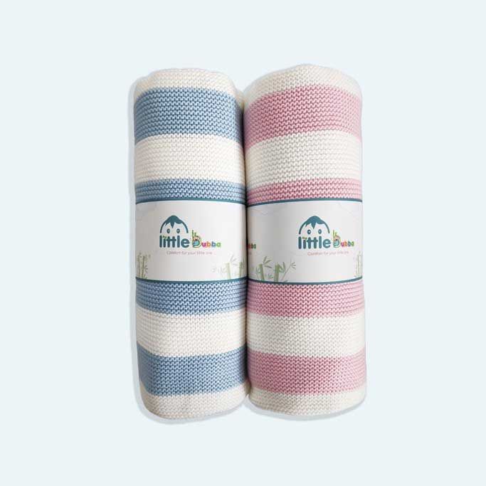 Little Bubba Knit Blanket Stripe - Flamingo - LBS-FLA - 2