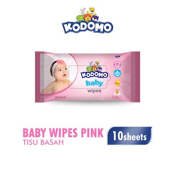 Kodomo Wet Wipes Baby 10Sht Rice Milk Pink - 1