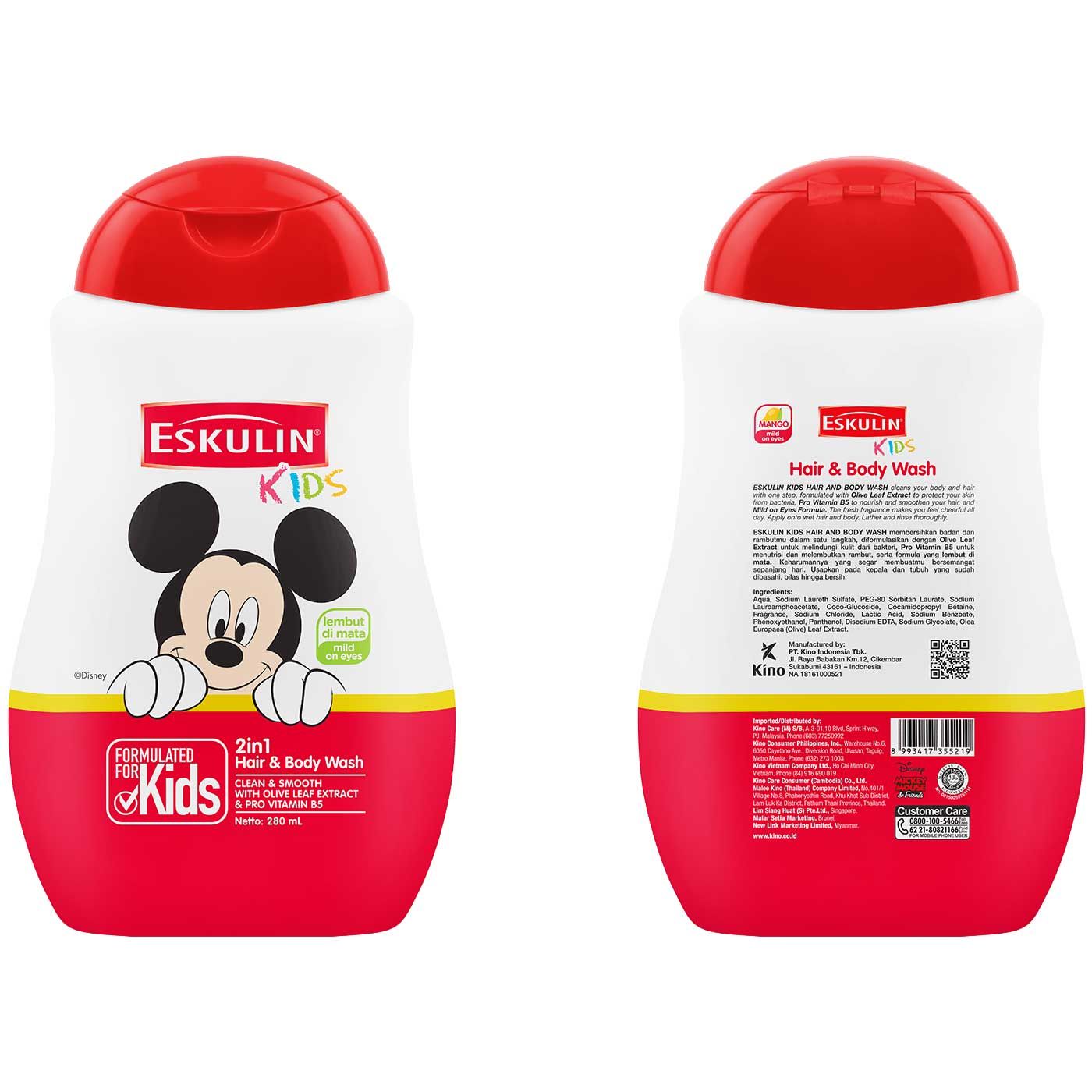 Eskulin Kids Hair Body Wash Mickey 280 ml - 1