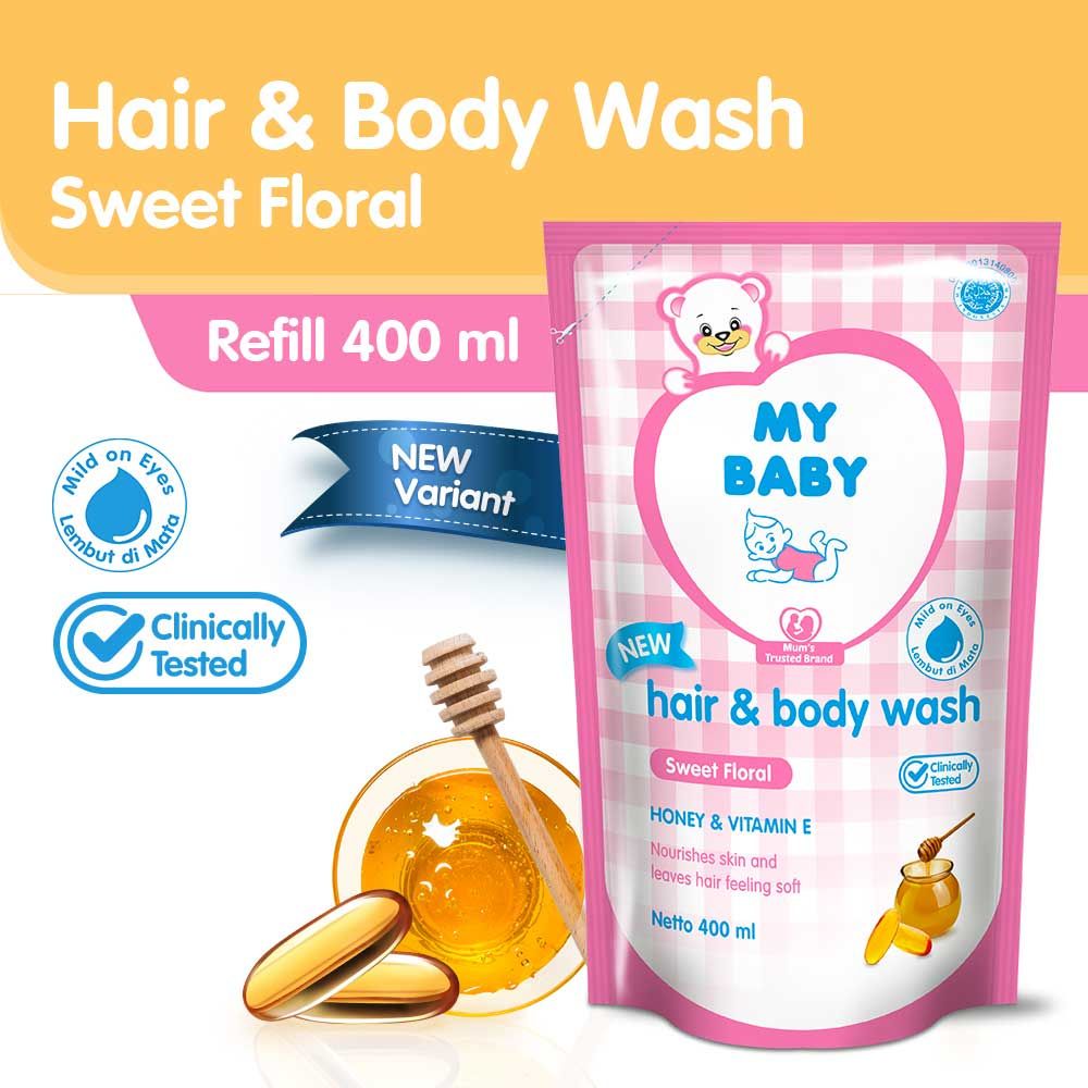 My Baby Hair & Body Wash Sweet Floral 400 ml Refill - 1