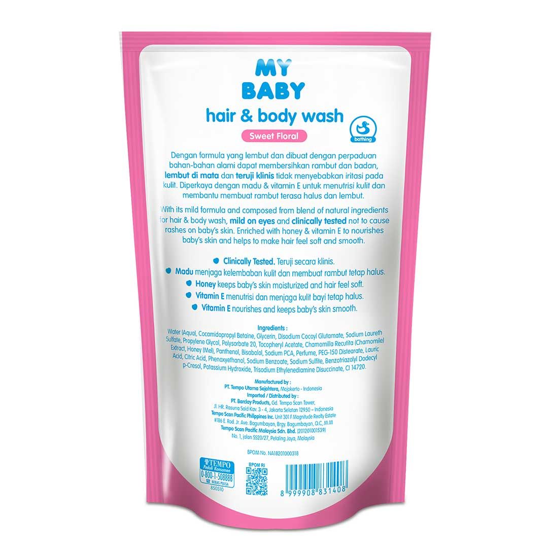 My Baby Hair & Body Wash Sweet Floral 400 ml Refill - 3