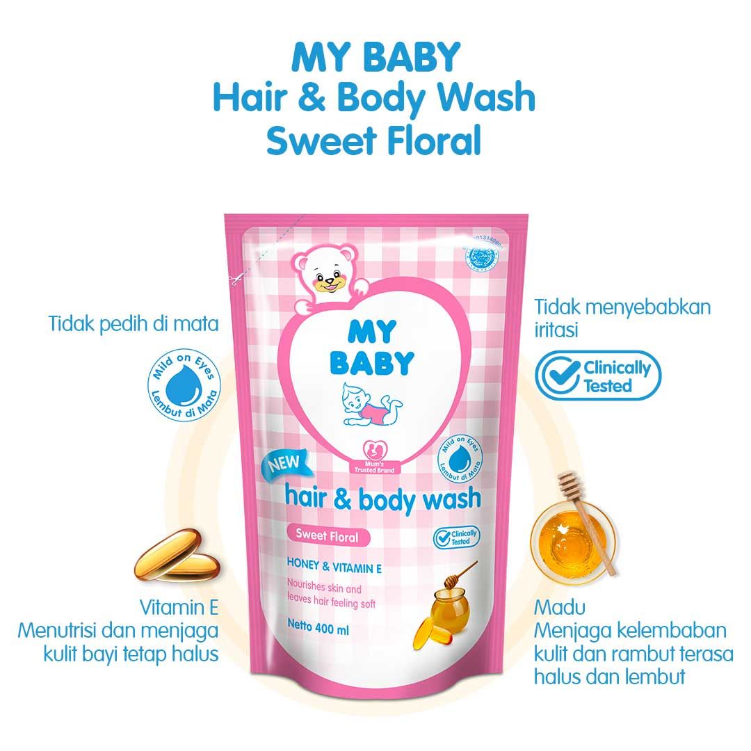 My Baby Hair & Body Wash Sweet Floral 400 ml Refill - 4