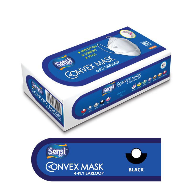 Sensi Convex Mask 4-Ply Earloop 20's Black - 1