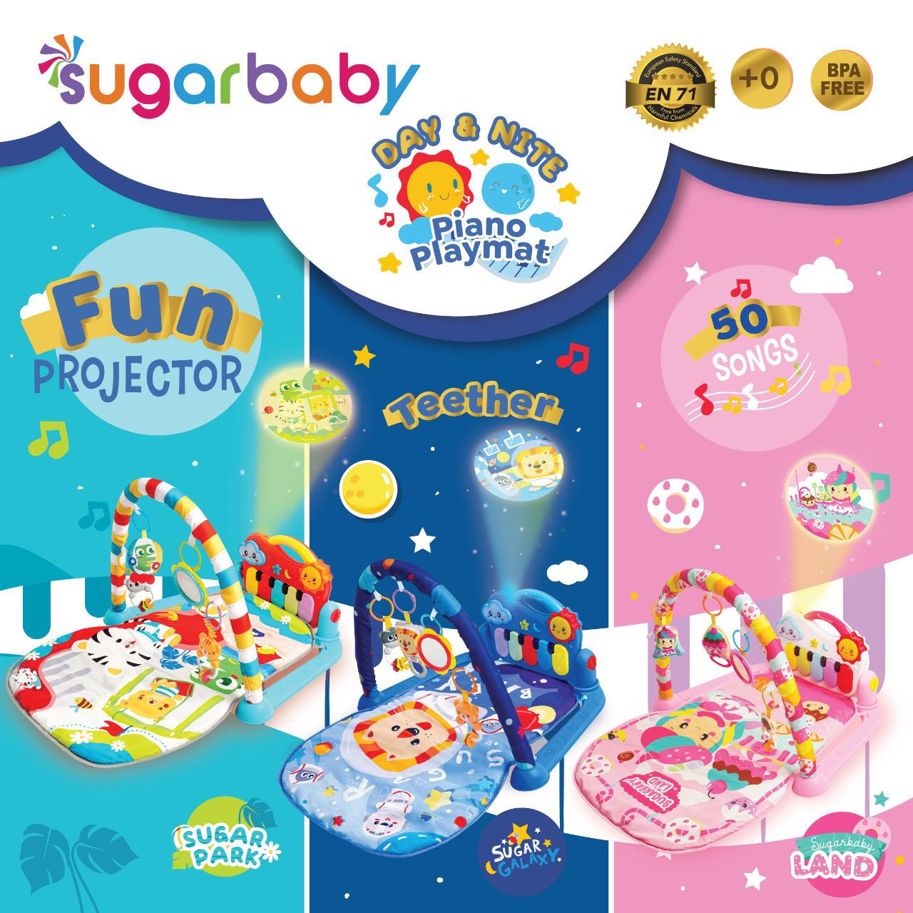Sugar Baby Day & Nite Piano Playmat - Sugar Galaxy - 3