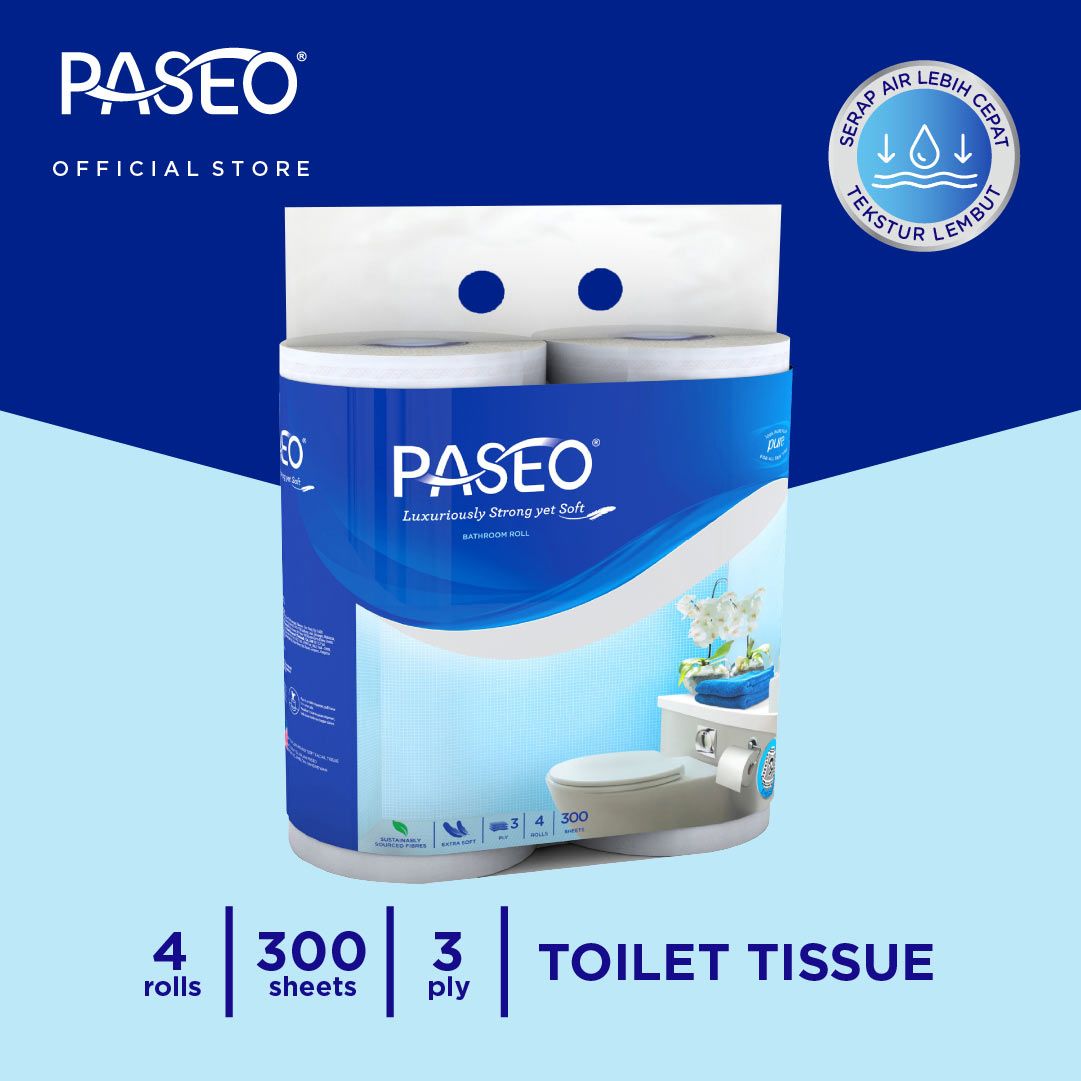 Jual Paseo Elegant Toilet Core Emboss 4 Rolls 300's - Kebutuhan Rumah  Tangga Lainnya Termurah, Harga Promo