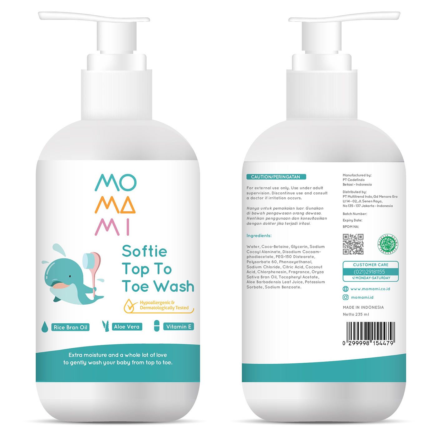 Momami Softie Top To Toe Wash 235ml - 1