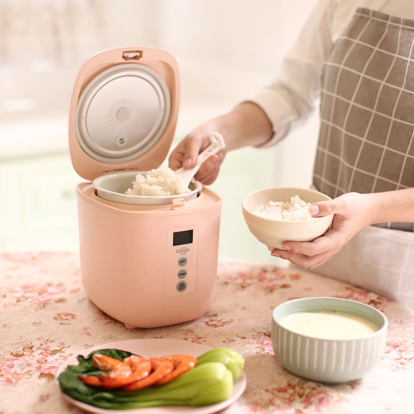 Little Dimple Mini Rice Cooker Pink - 1