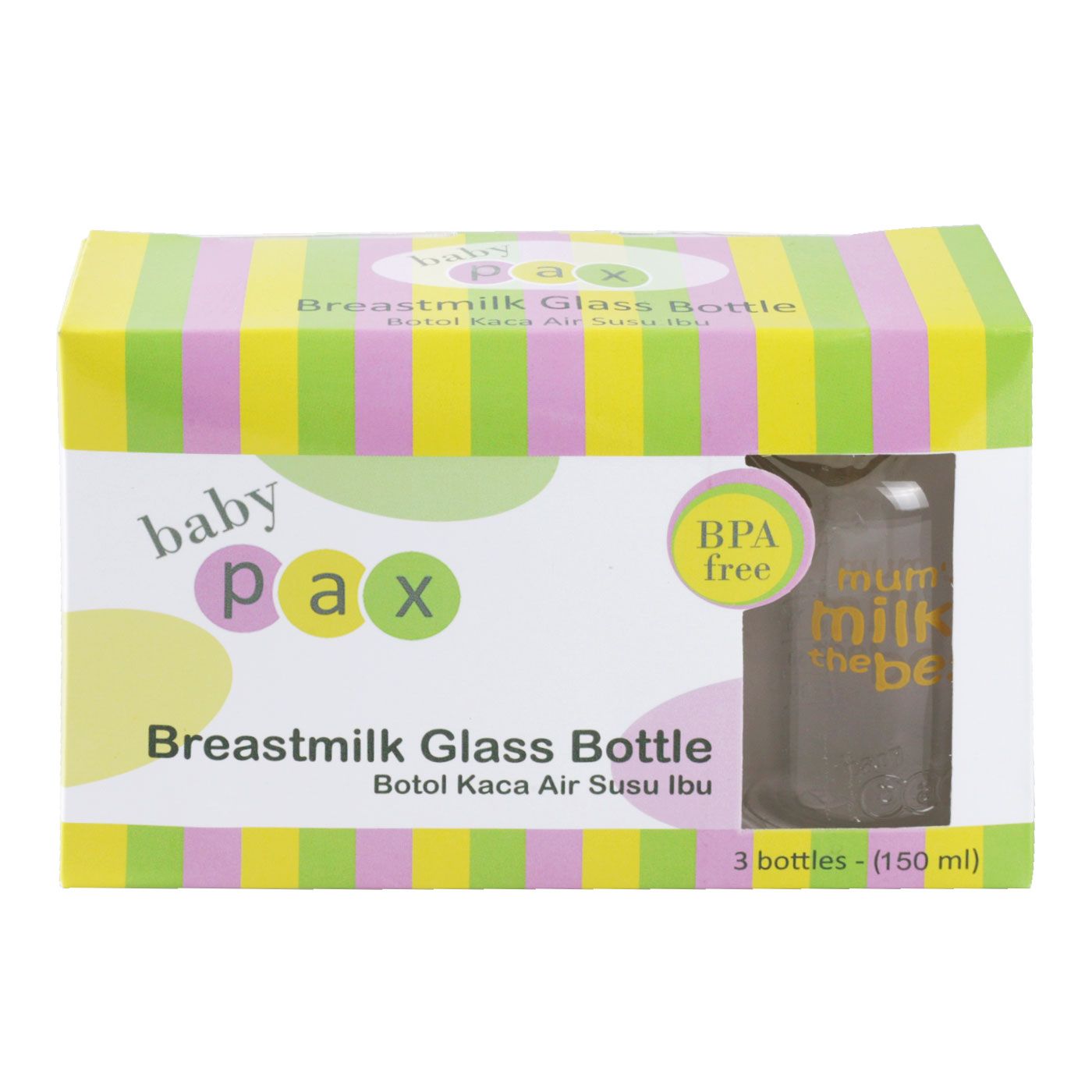 Babypax Breastmilk Glass Bottle Pack 150ml (Isi 3) - 1