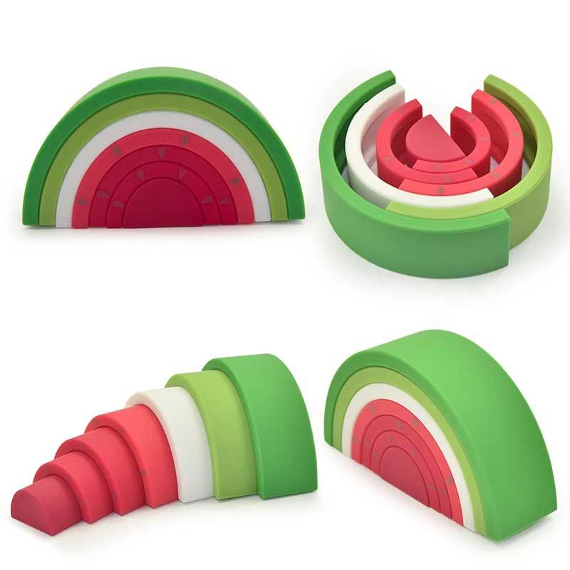 Brightchewelry Rainbow Silicone Stacker (Watermelon) - 3