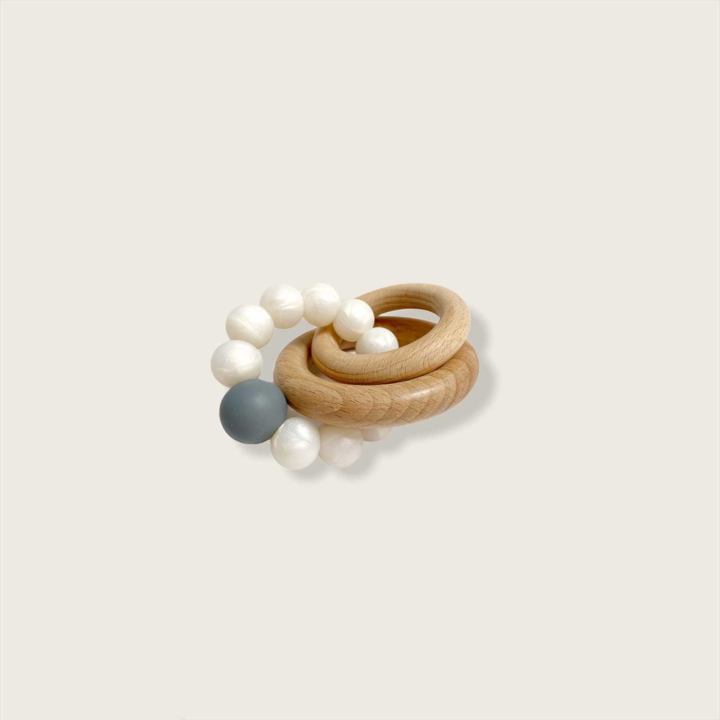 Brightchewelry Mixwooden Silicone Rattle -Pearl - 1