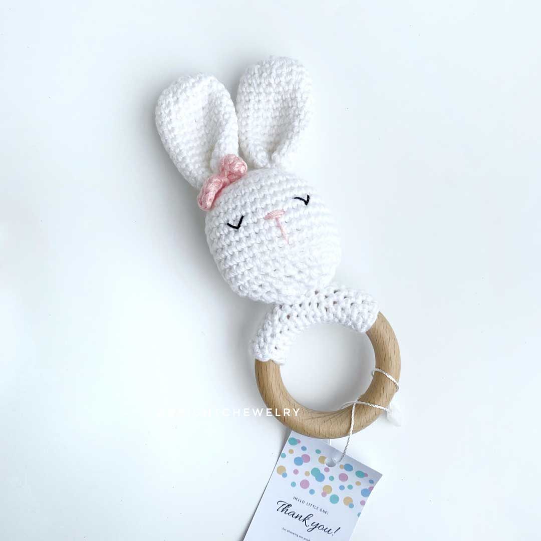 Brightchewelry Crochet Bunny Toy - Pink - 1