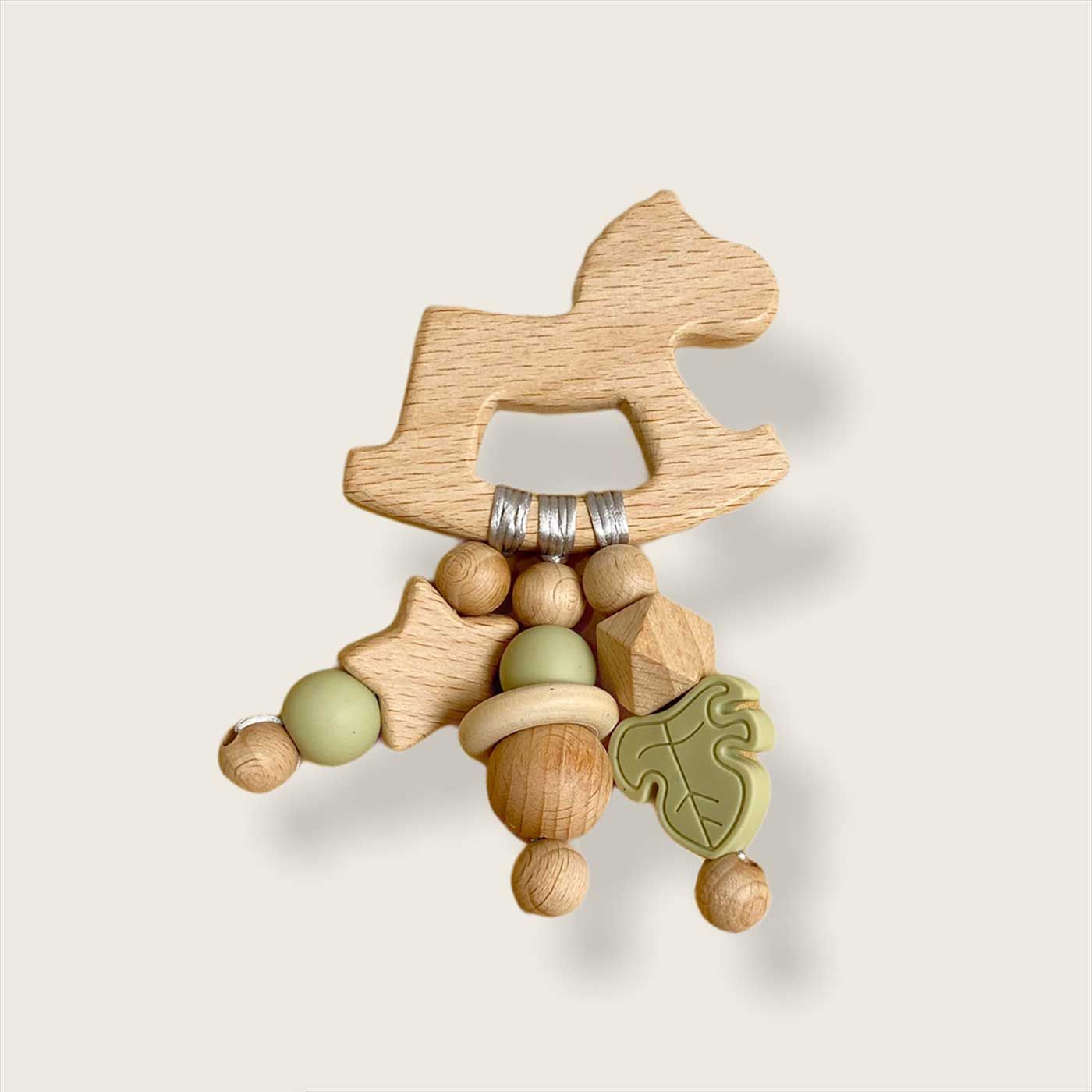 Brightchewelry Wooden Rattle Horse - Sage - 1