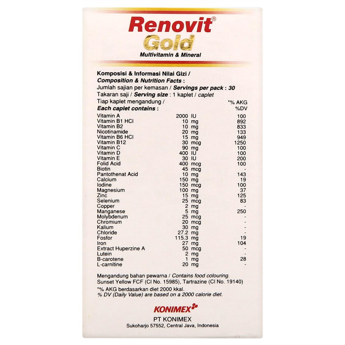 Renovit Gold Multivitamin & Mineral 30's - 9