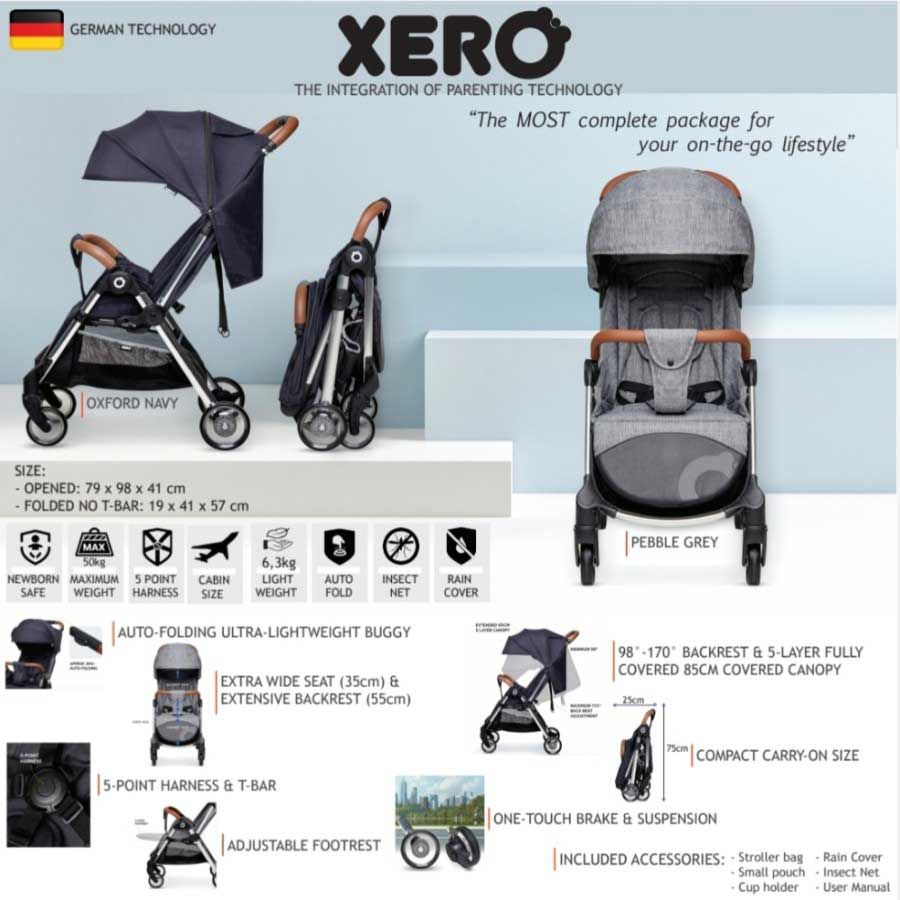 Xero Stroller Bayi - Pebble Grey - 4