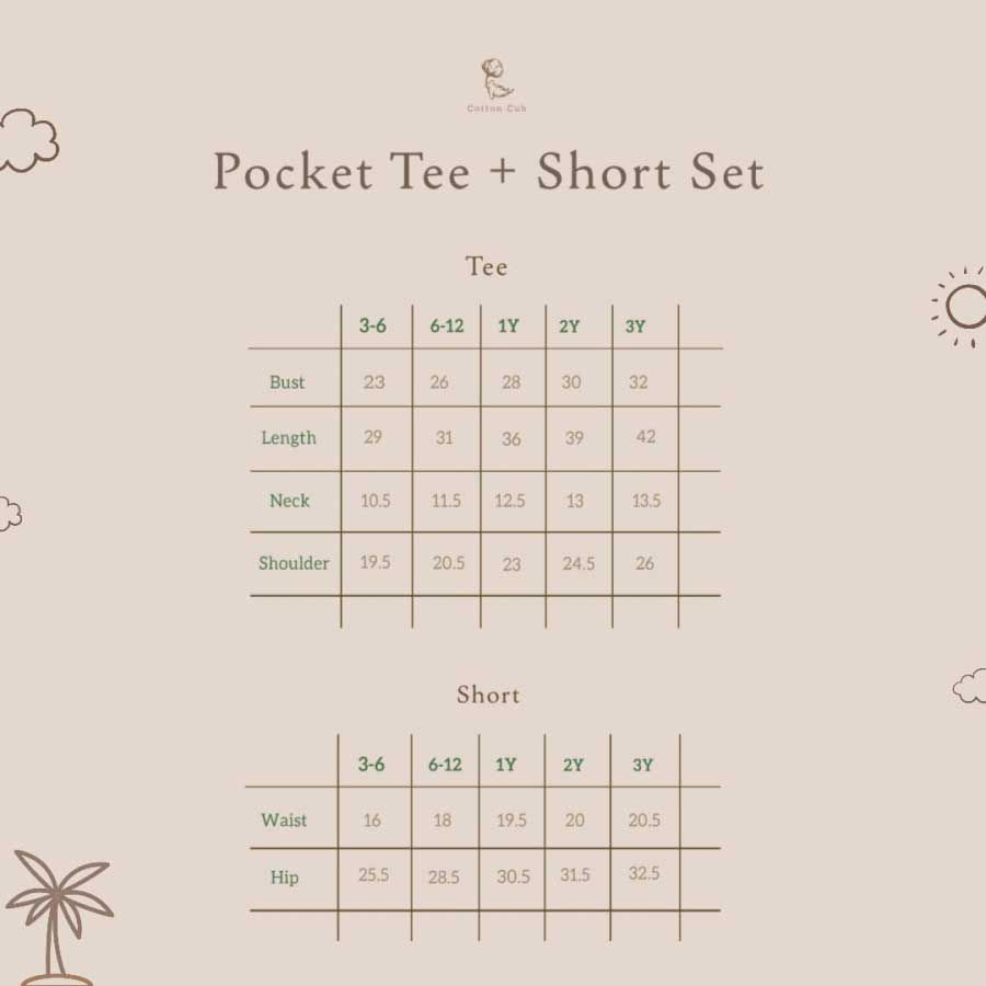 Cotton Cub Pocket Tee and Short- Apricot 3-6M - 2