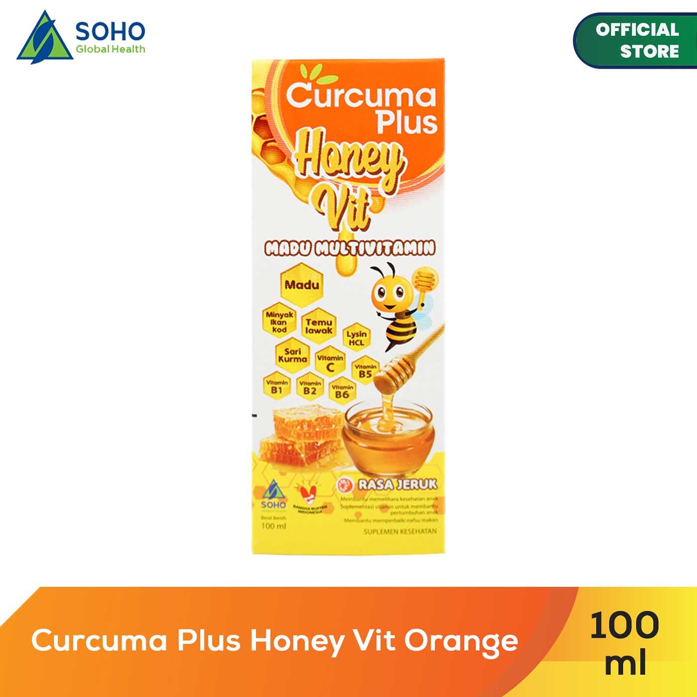 Curcuma Plus Honey Vit - Multivitamin Madu Rasa Jeruk 100ml - 1