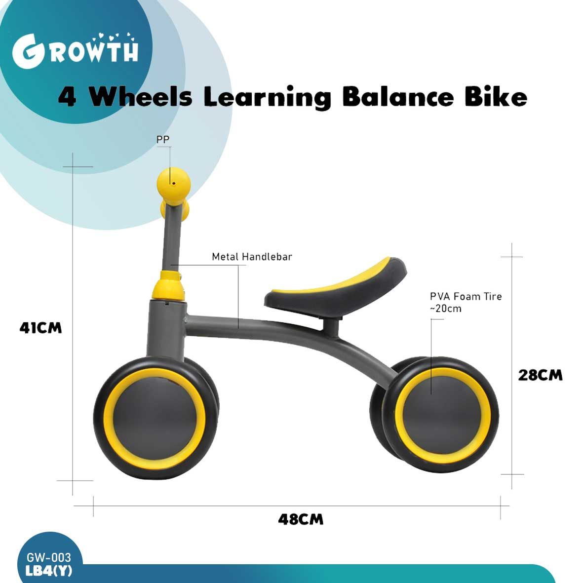 Pumpee Growth 4 Wheels Learning Balance Bike | GW-003LB4(Y) - 3