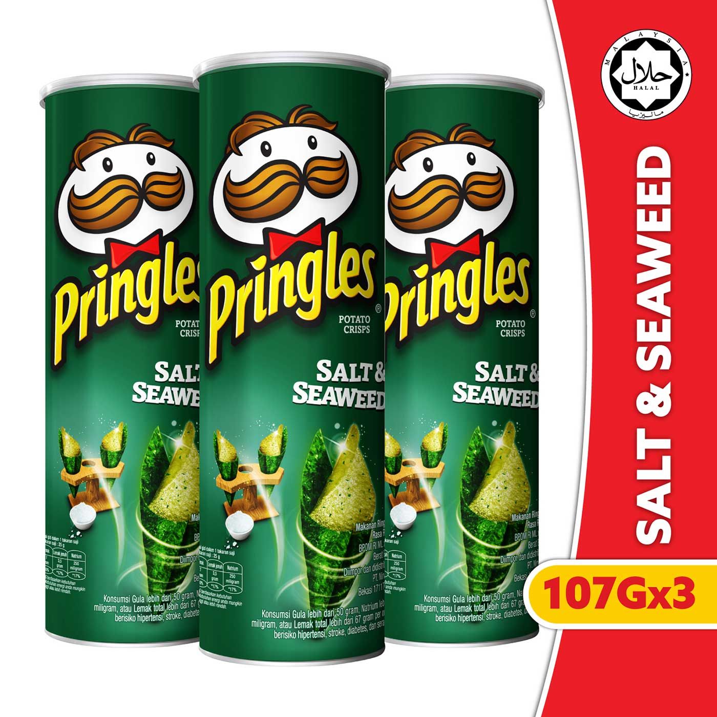 [BUNDLE 3pcs] Pringles Salt & Seaweed 107gr Free Jeans Bag - 2