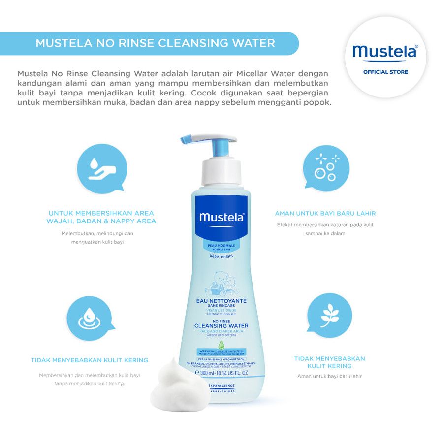 Mustela No Rinse Cleansing Water 300ml - 2