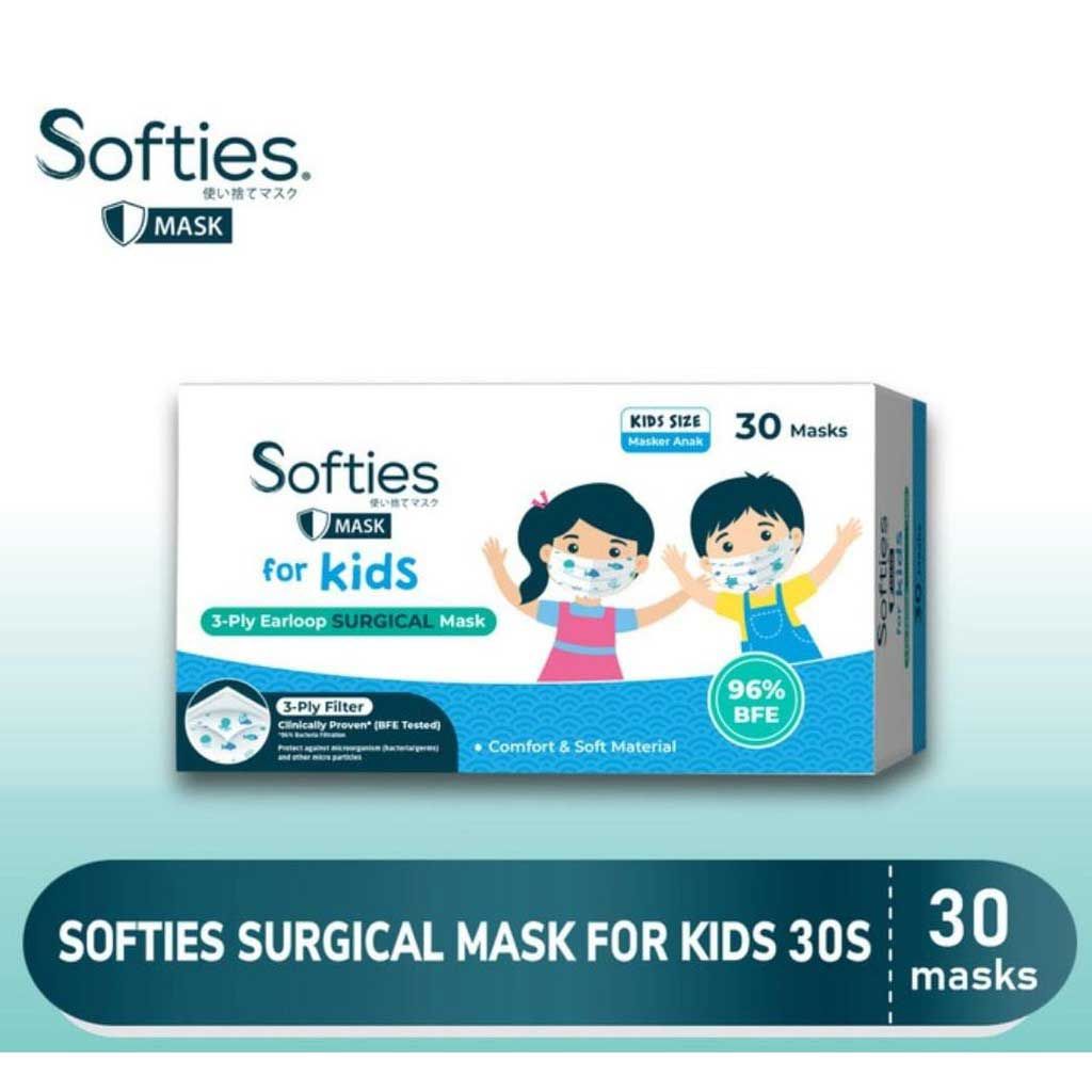 Softies Masker Anak Kids Surgical Mask isi 30pcs - 1