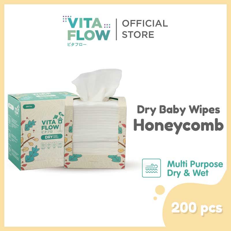 Vitaflow Baby Wipes (Dry & Wet) - 200 Sheets - 1