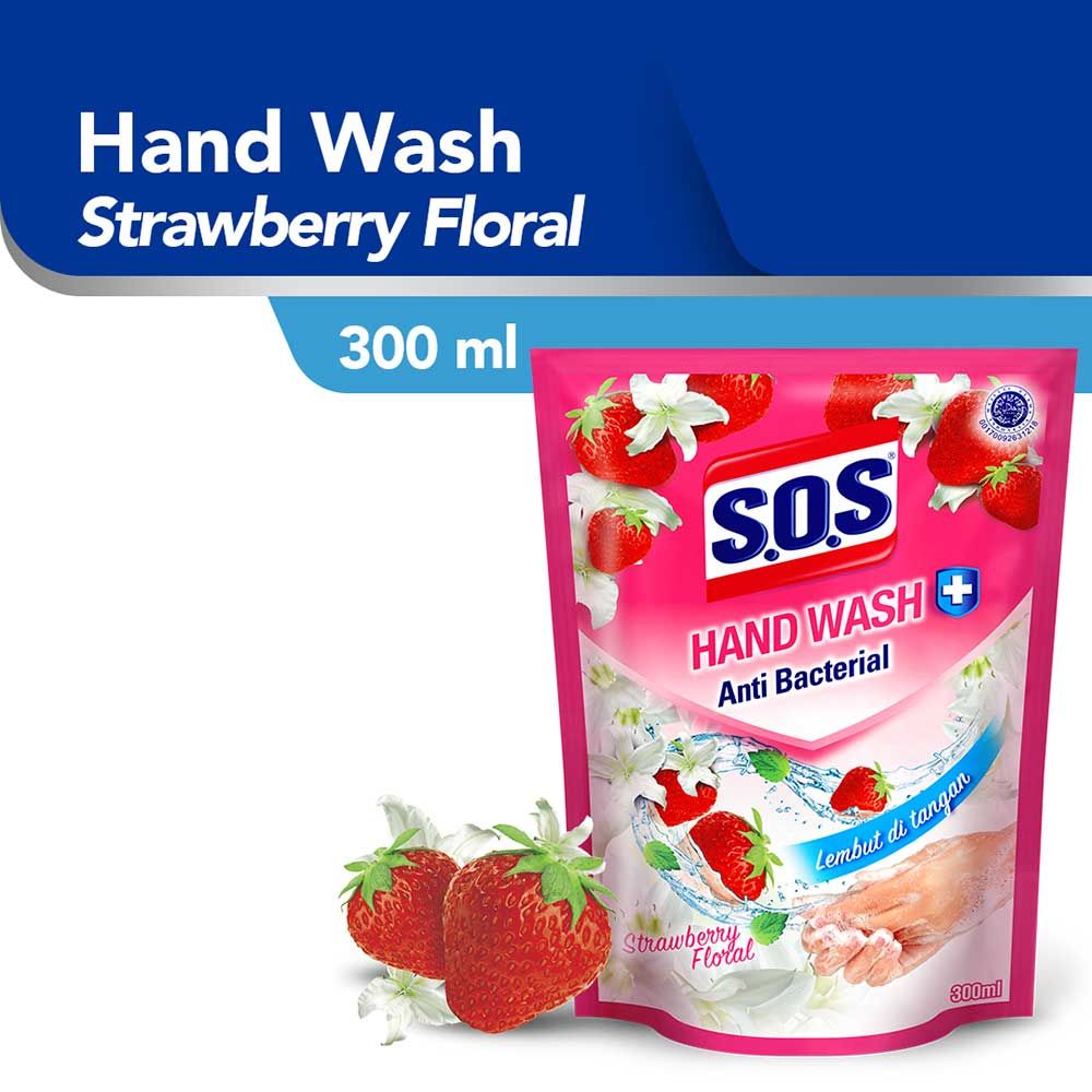 Sos Hand Soap Fragrance Anti Bacterial Strawberry 300 Ml - 1
