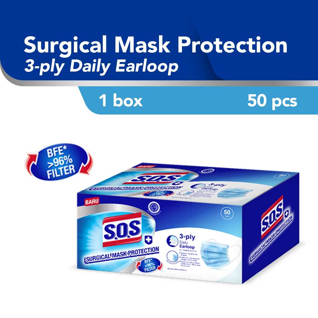 Sos Masker Surgical Earloop Box Isi 50 - 1