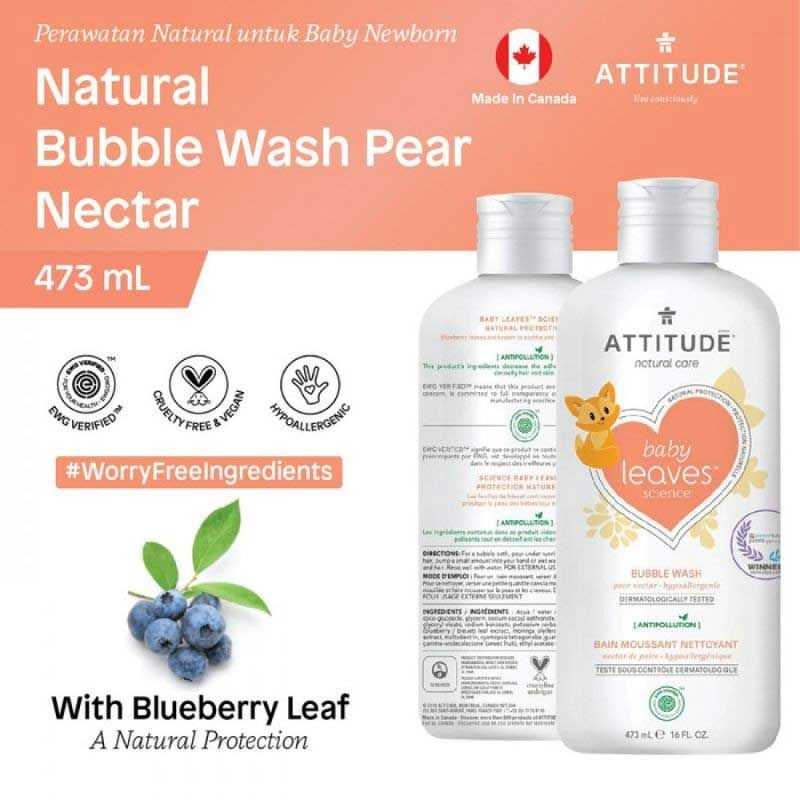 Attitude Natural Pear Nectar Bubble Wash 473mL - 1