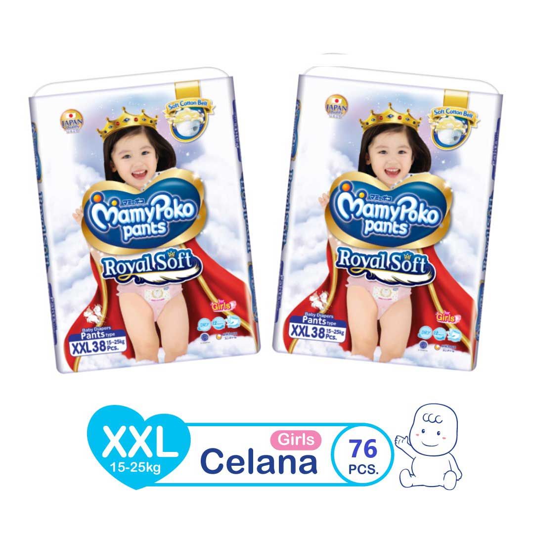 MamyPoko Popok Celana Royal Soft - XXL 38 - Girls - 2 Pack Exclusive Online - 1