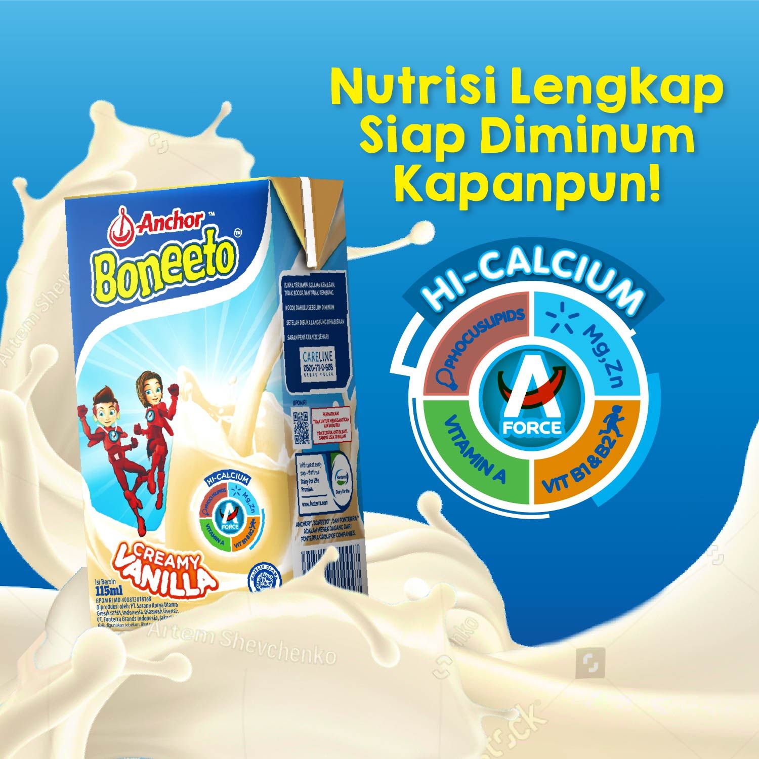 Anchor Boneeto UHT Creamy Vanilla 115ml - Susu Pertumbuhan Anak - 5