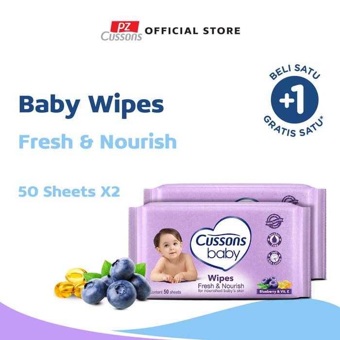 Cussons Baby Wipes Fresh & Nourish 50 Sheet X 2 - 1