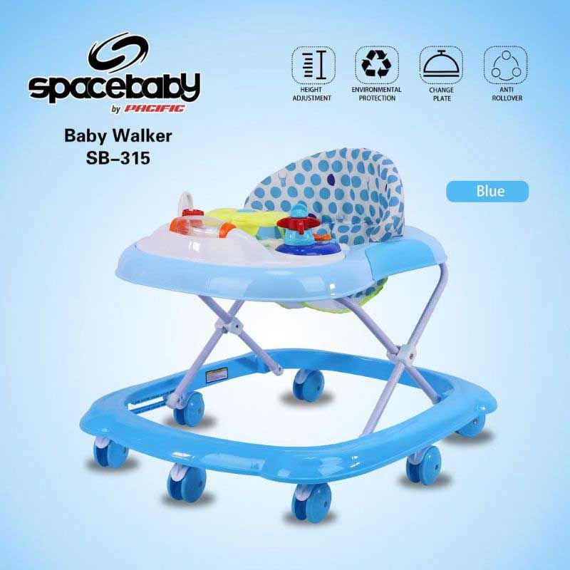 Spacebaby Baby Walker SB 315 Mainan Stir - Alat Bantu Belajar Jalan Bayi Spacebaby - 315 Biru - 1