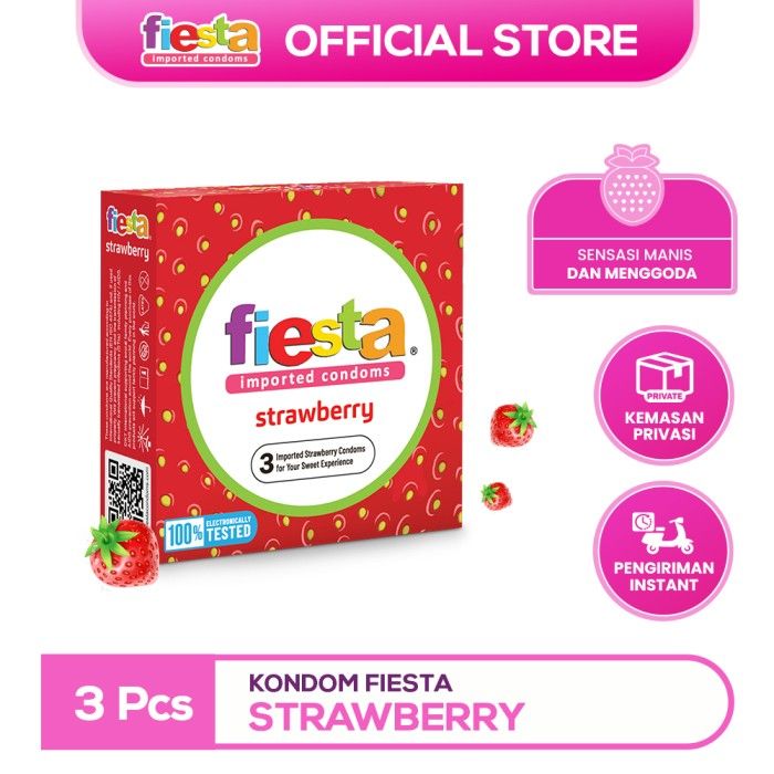 Kondom Fiesta Strawberry - 3 Pcs - 1