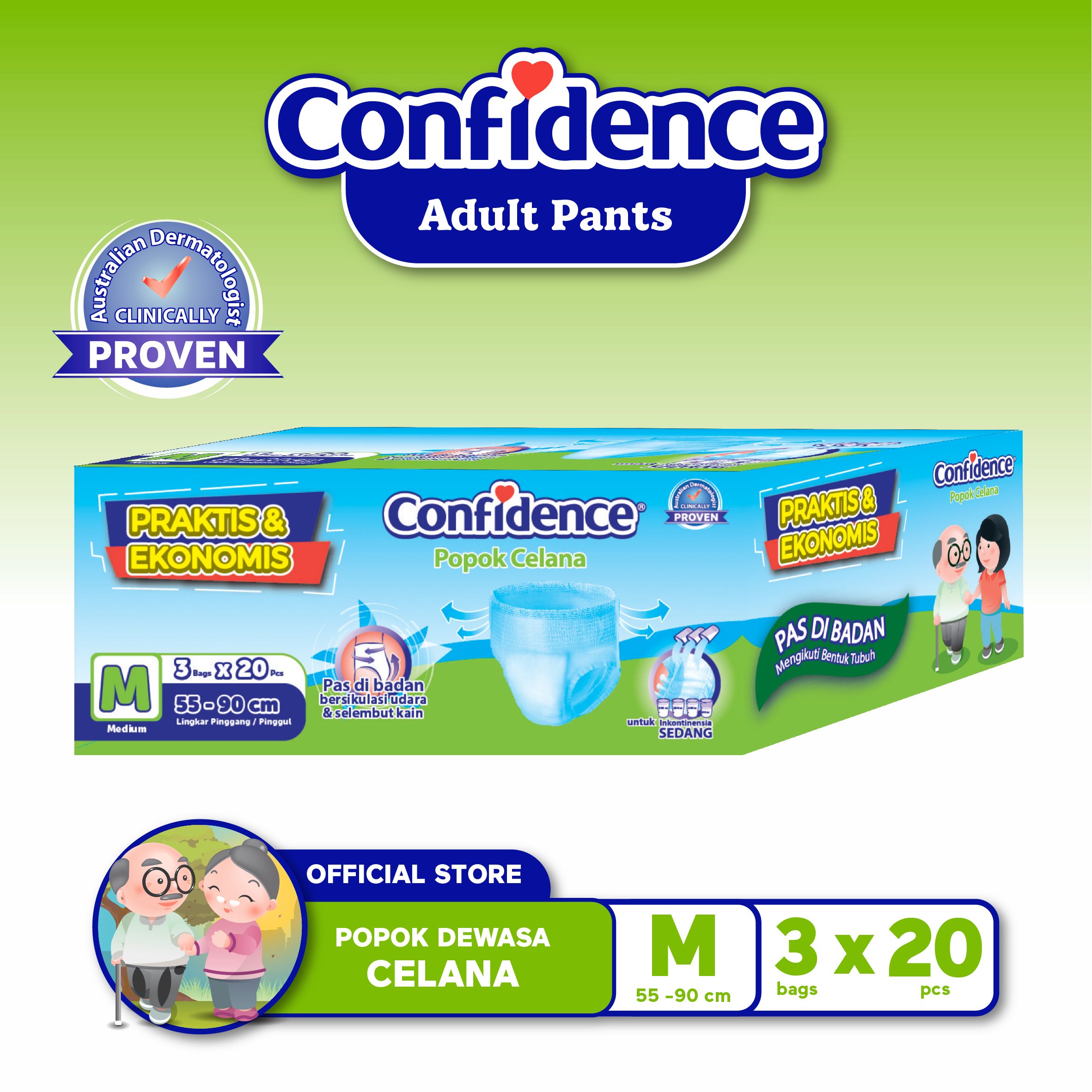 Confidence Popok Celana Medium Flow E-Pack M 60 - 1