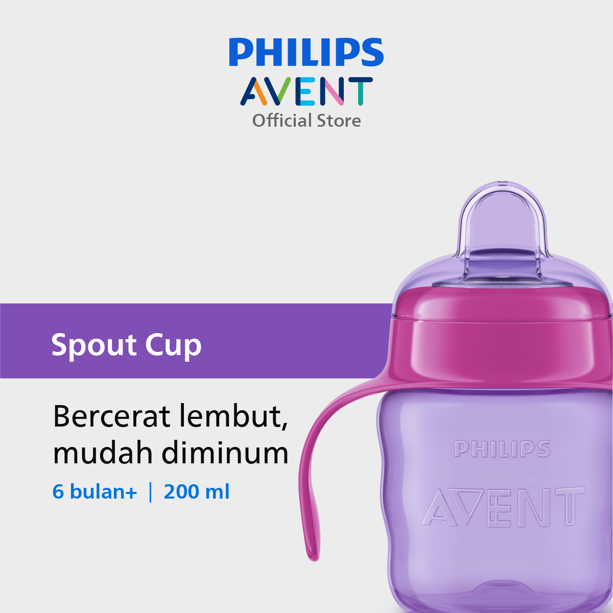 Philips Avent Classic Spout Cup 7OZ Single Girl SCF551/03 Botol Minum - 1