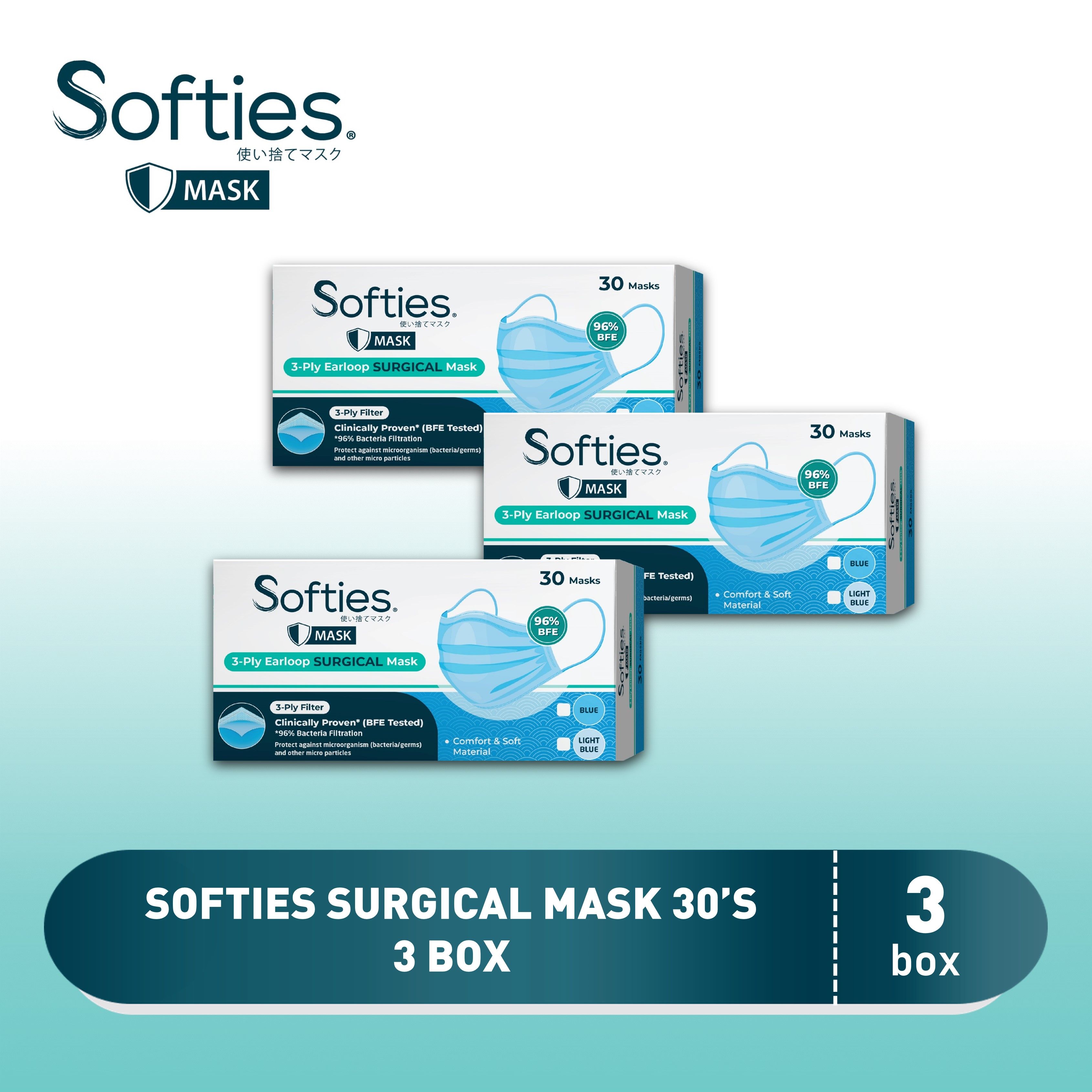 Softies Surgical Mask 30s 3 Box - 1