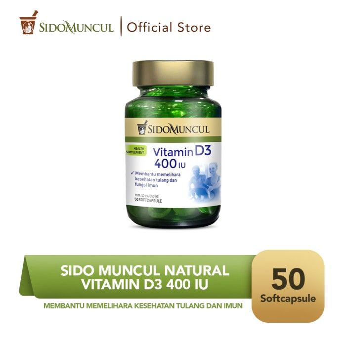 Sido Muncul Natural Vitamin D3 400 Iu Soft Capsule 50 Kapsul - 1